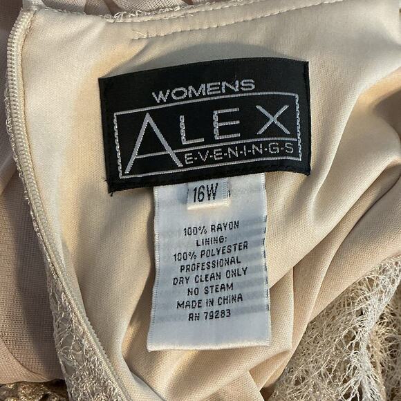 New ALEX EVENINGS Women’s Gold Lace Chiffon‎ Formal Plus Size Dress Women's 16W - Picture 8 of 14